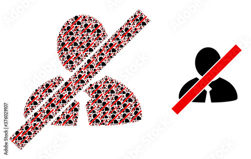 Recursive mosaic blacklisted clerk and original icon. Vector collage is composed from recursive blacklisted clerk parts. Flat vector design on a white background.
