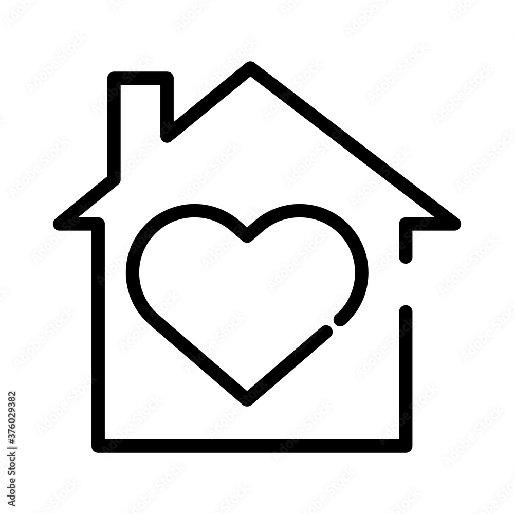 heart love symbol in house line style icon