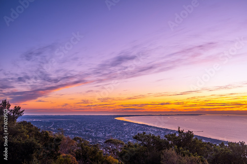 Scenic sunset over Mornington Peninsula in Melbourne, Australia