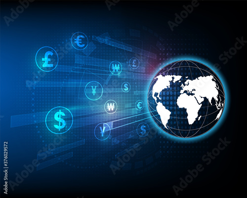 Money transfer. Global Currency. Stock Exchange.illustration