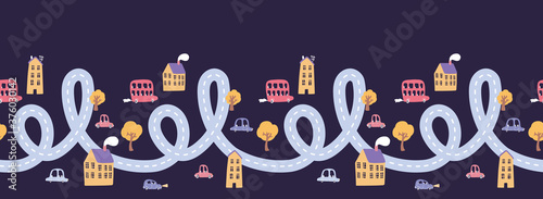 Vector night town seamless border 