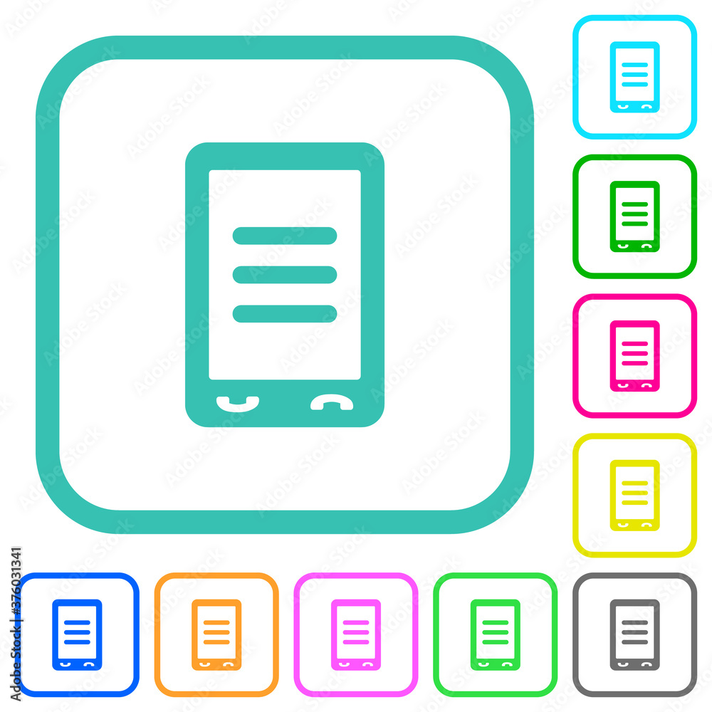 Mobile options vivid colored flat icons