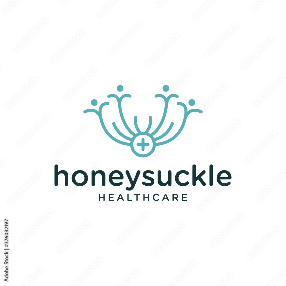 honeysuckle vector logo happy people healthcare concepts with white background honeysuckle vector logo happy people healthcare concepts with white background