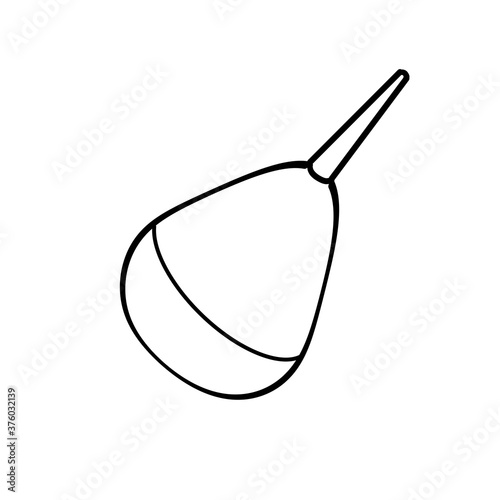 Outline of a medical enema on a white isolated background. Vector Doodle illustrations.