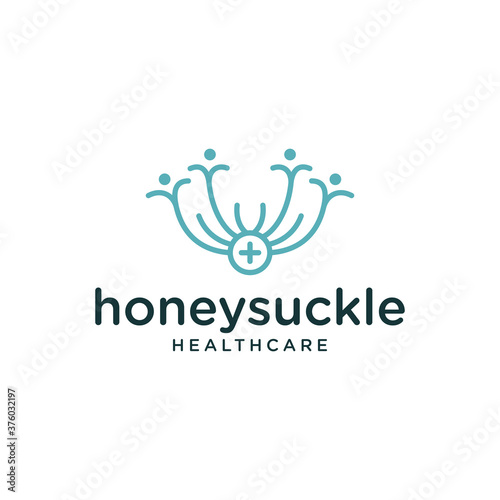 honeysuckle vector logo happy people healthcare concepts with white background