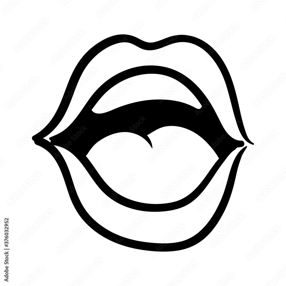 sexi mouth and teeth with tongue pop art line style icon sexi mouth and teeth with tongue pop art line style icon