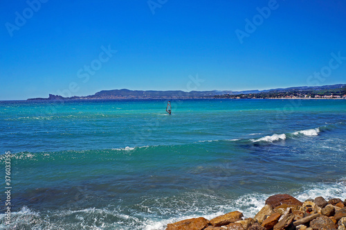 View of the city of La Ciotat, Eagle cape and Green island. Fran