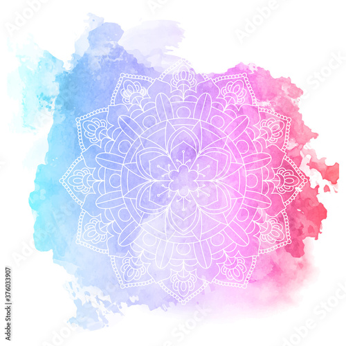 Decorative mandala design on watercolour texture