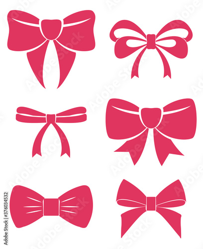 red bows on white background