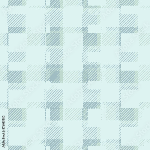 Artistic plaid check  seamless patten vector in pale aqua blue and taupe   . Modern vintage effect fabric texture print design for carpet, rug, flooring, suit,  digital or weaving pattern