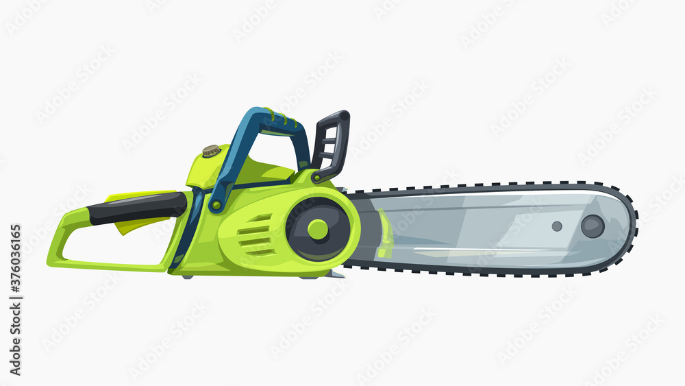 side view green chainsaw realistic on white side view green chainsaw realistic on white