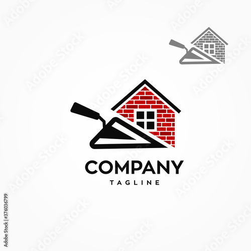 Masonry Work Building with Bricks house logo symbol
