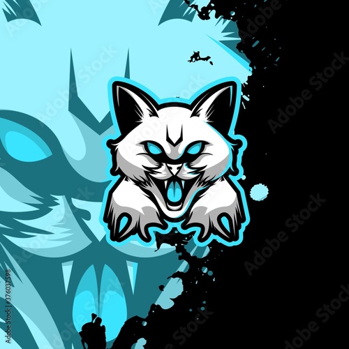 White Blue Cat Esport Logo
