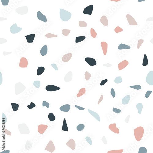 Terrazzo flooring vector seamless pattern in bright colors.