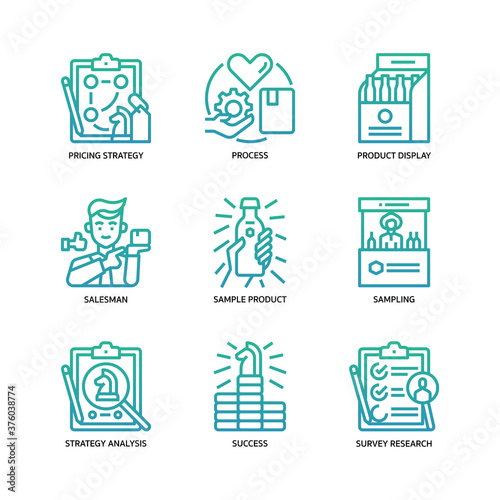 Marketing strategy icons set