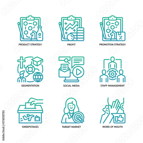 Marketing strategy icons set