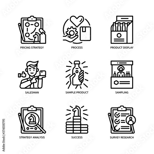 Marketing strategy icons set
