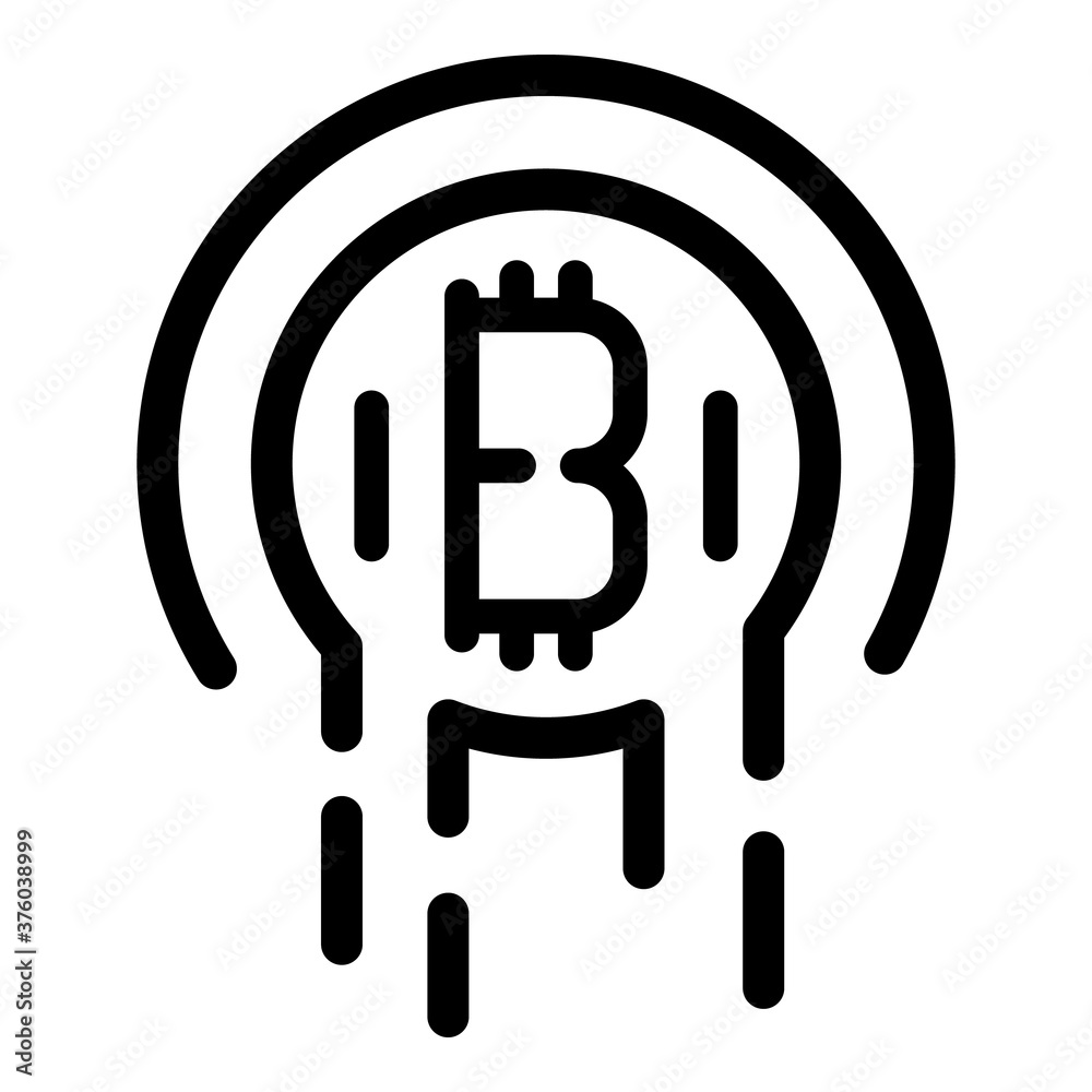 Melting bitcoin icon. Outline melting bitcoin vector icon for web design isolated on white background Melting bitcoin icon. Outline melting bitcoin vector icon for web design isolated on white background