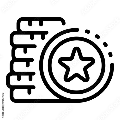 Casino coin icon. Outline casino coin vector icon for web design isolated on white background