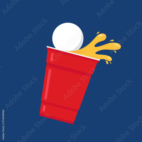 Red beer cup. Cup vector. symbol. free space for text. wallpaper.