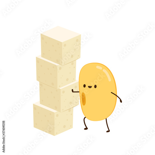 Soybean vector. Soybean character design. Soybean and tofu vector.