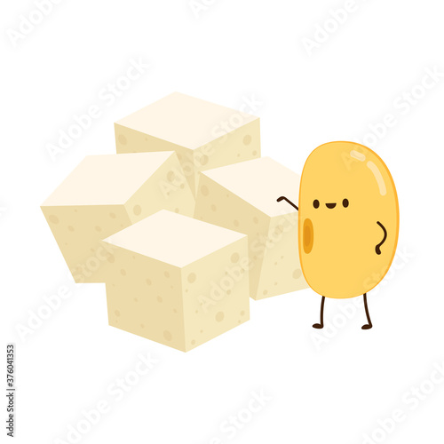 Soybean vector. Soybean character design. Soybean and tofu vector.