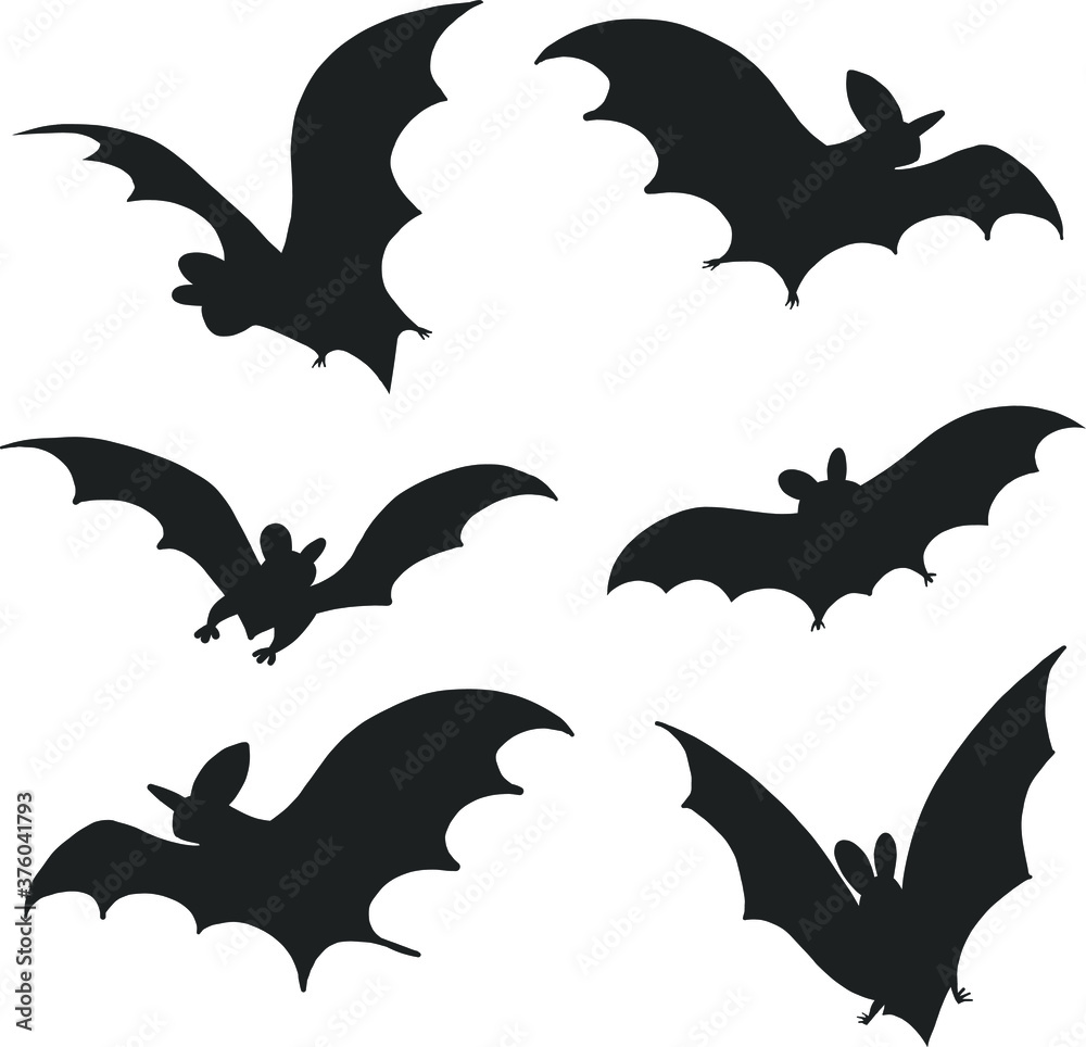 Vector halloween clipart the bats. Illustration for seasonal design, textile, decoration kids playroom or greeting card. Isolated sketch object. Flat vector illustration