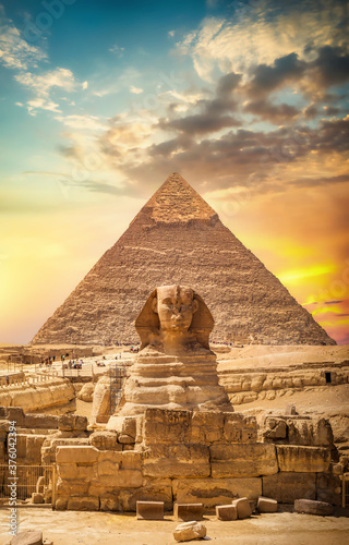 Great sphinx and pyramid photo