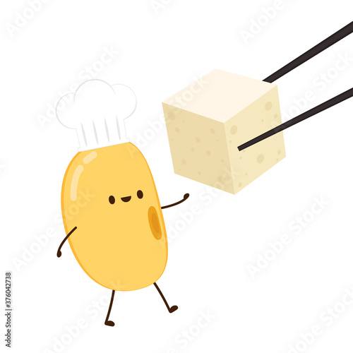 Soybean vector. Soybean character design. Soybean and tofu vector.