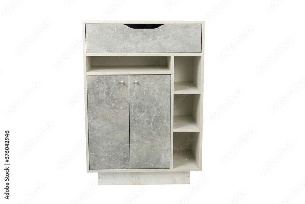 Modern wooden chest of drawers on white background Modern wooden chest of drawers on white background