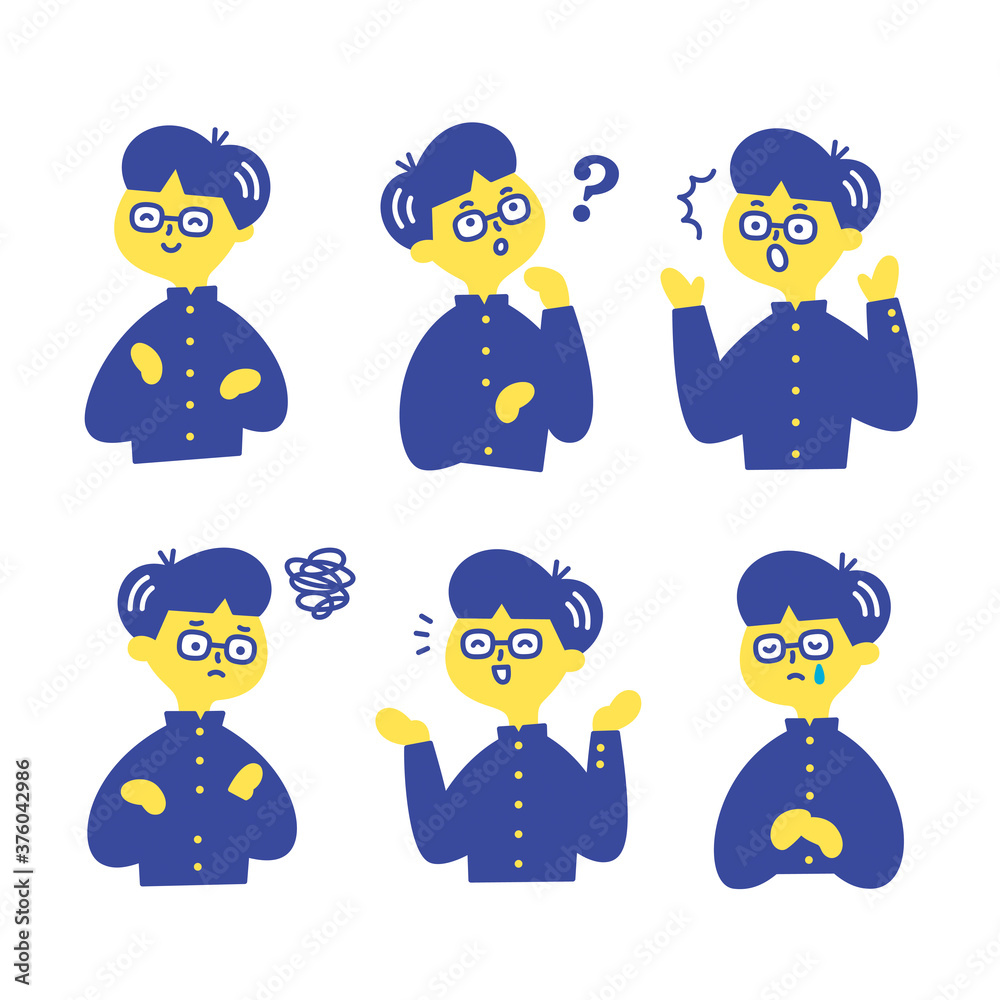 中学生男子が笑う怒る泣く表情感情ポーズセット Stock Vector Adobe Stock 中学生男子が笑う怒る泣く表情感情ポーズセット Stock Vector Adobe Stock