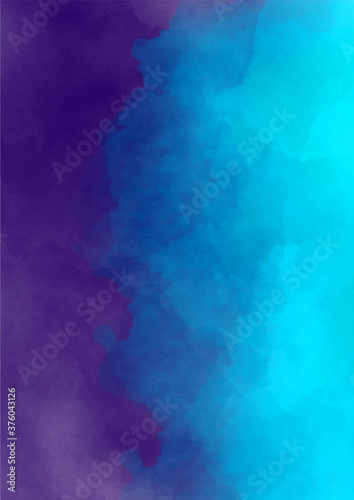 Blue violet hand painted watercolor background