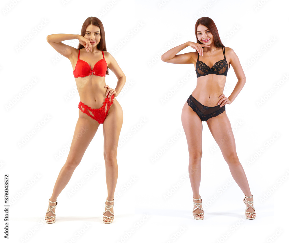 Hot Woman posing in studio wearing Body - obrazy, fototapety, plakaty 