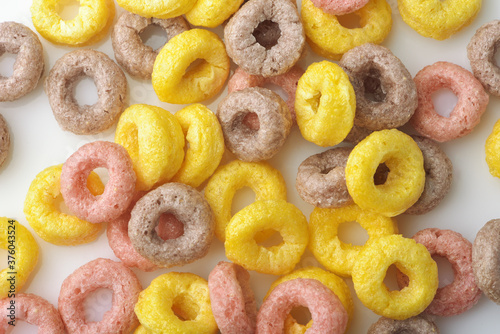 Background of colorful cereal rings