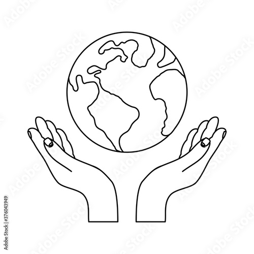 hands lifting world planet earth