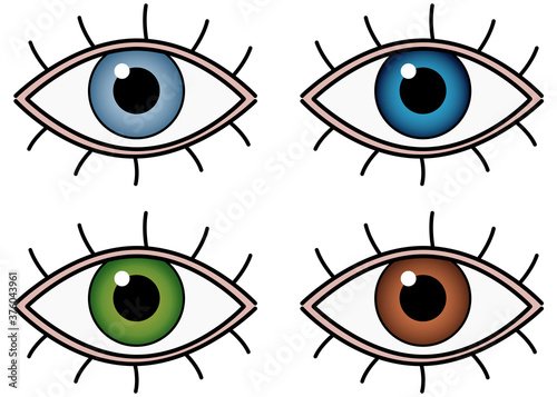 Vier verschieden farbige Augen Vektor Illustration
