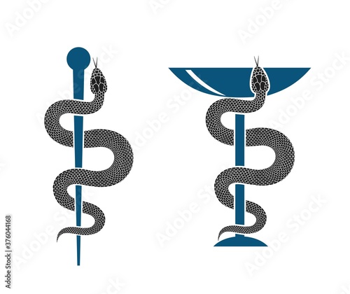 Medical snake. Isolated snake on white background