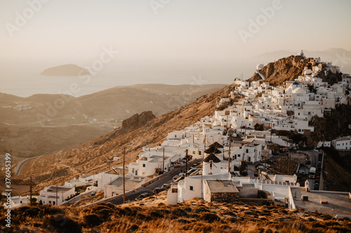 view from the top of the hill in Chora Serifos Greek island the Cyclades