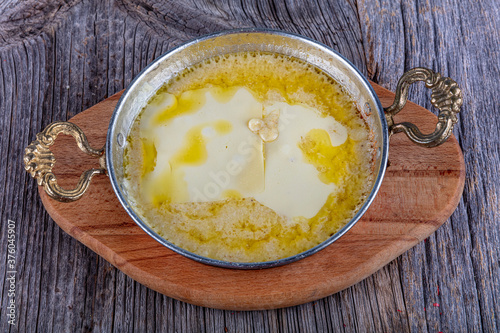 Muhlama - corn porridge with cheese.Turkish cuisine. Kuymak - Guymak - Yaglas photo