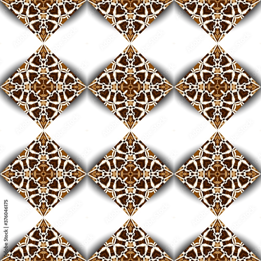 Fototapeta premium Abstract ornamental decorative pattern of squares. Mosaic art ornamental texture. Seamless square pattern.