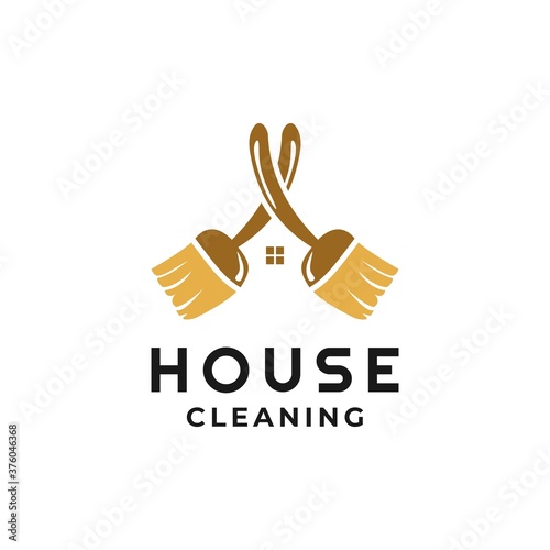 Home Cleaning Service logo  with broom design