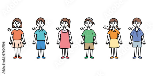 溜息をつく子供たち