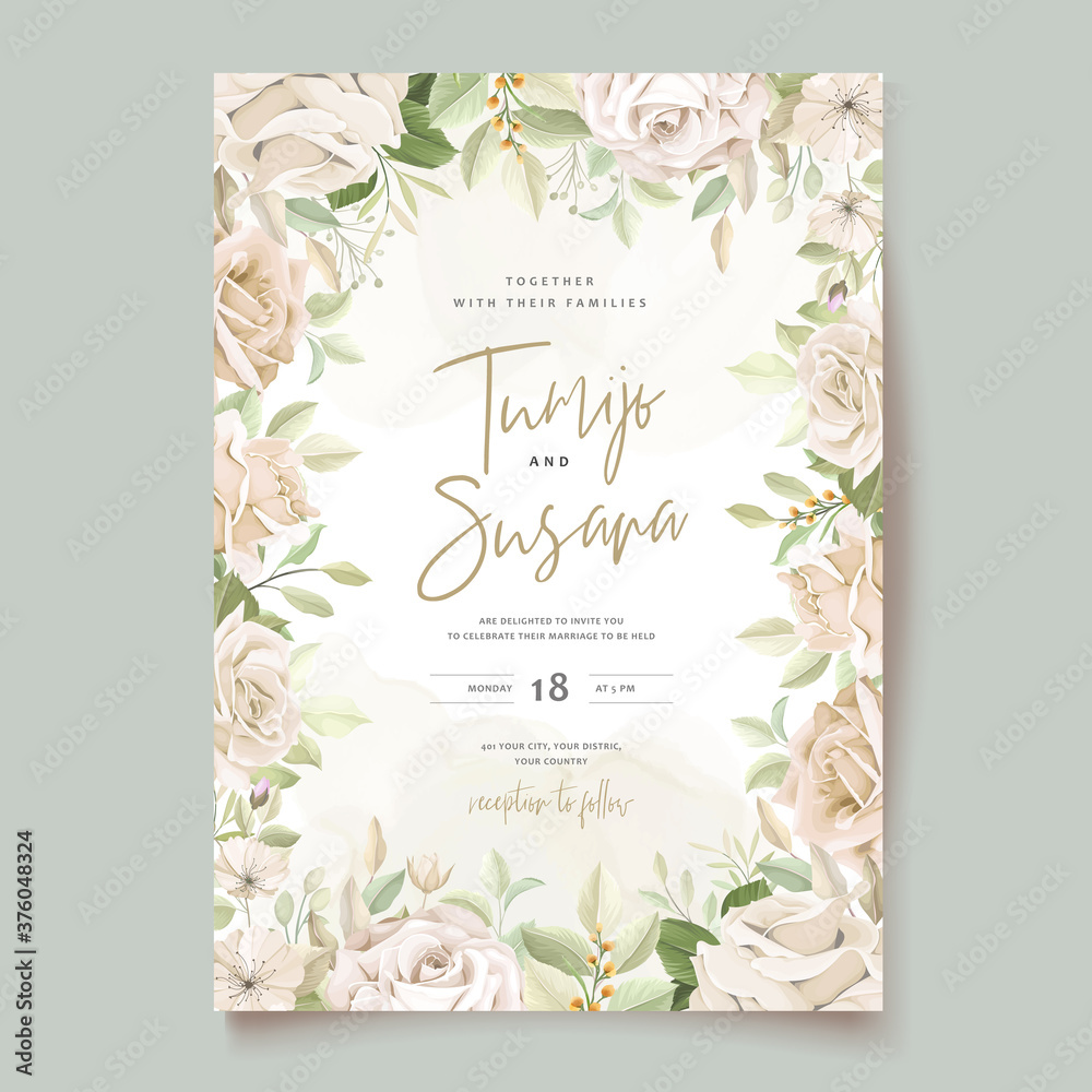 beautiful roses invitation card template