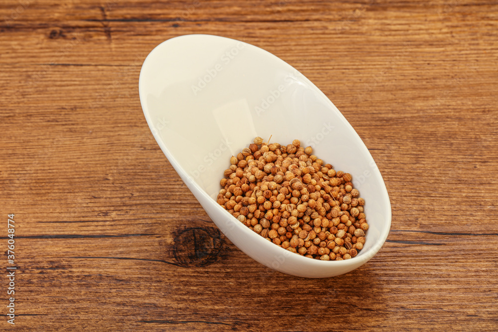Coriander seeds in the bowl Coriander seeds in the bowl
