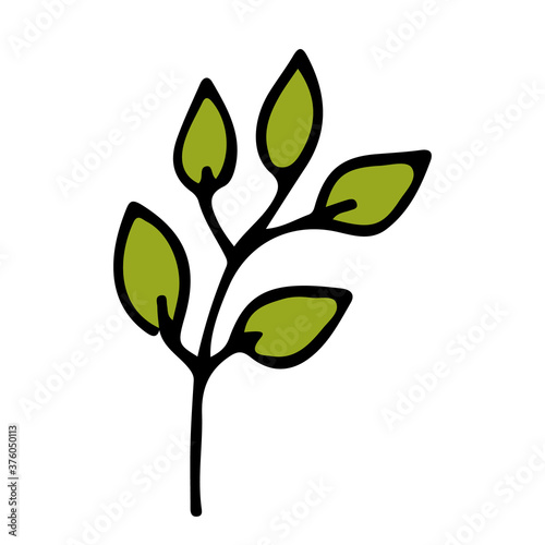 Flat illustration of green leaf. Green leaf icon in vector