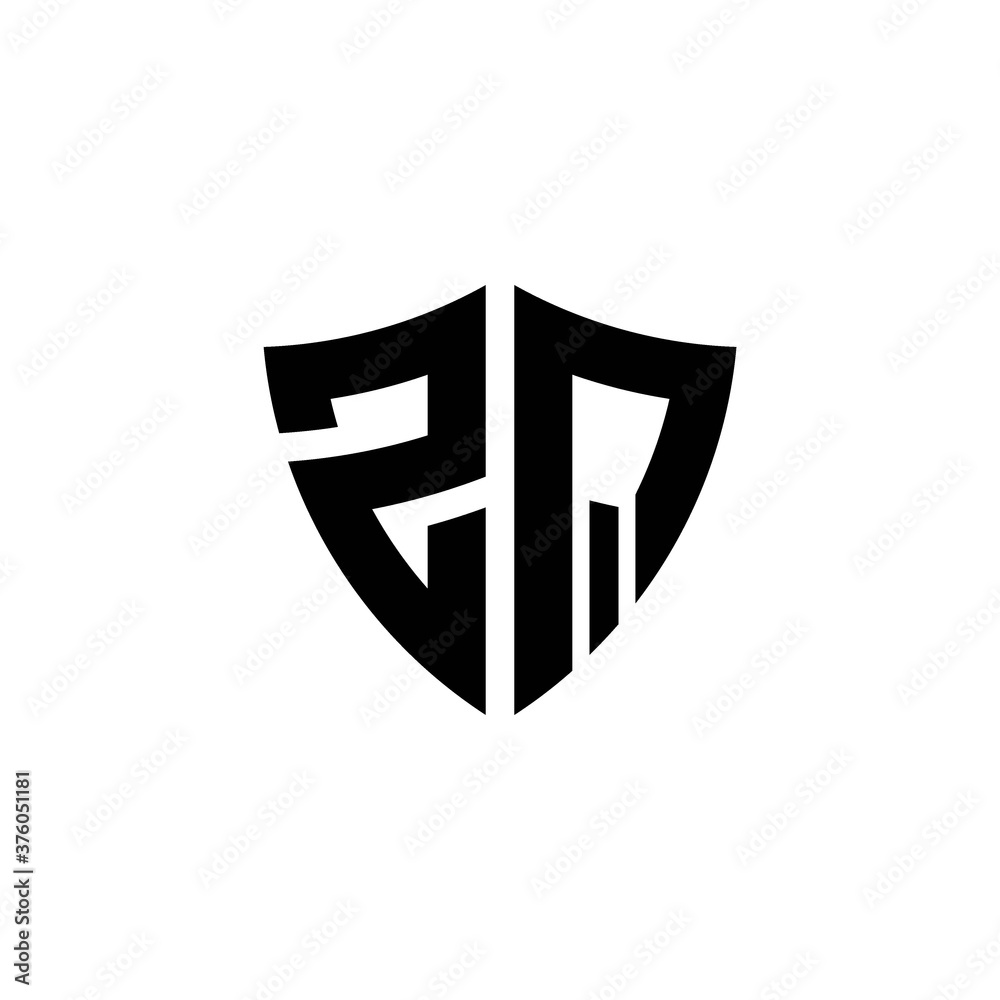 ZQ monogram logo with shield shape design template ZQ monogram logo with shield shape design template