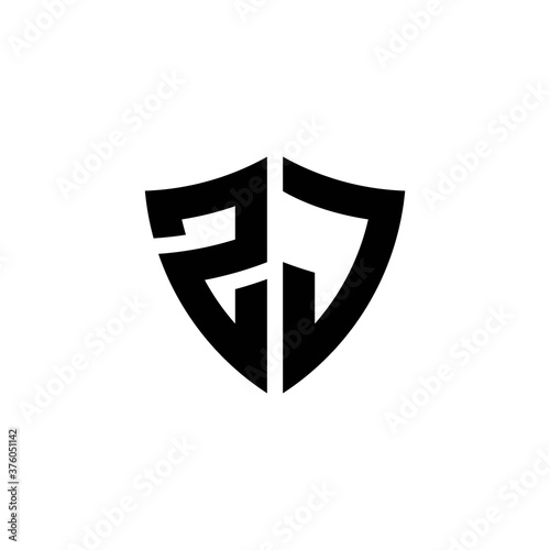 Free Download ZJ monogram logo with shield shape design template - GFXLoad