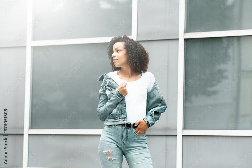 black curly girl on street black curly girl on street