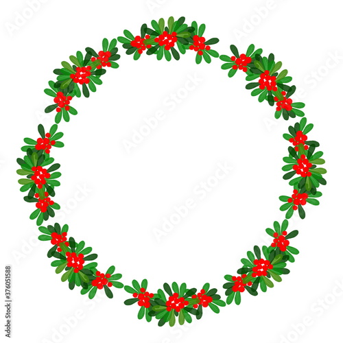 Christmas berry wreath design on white