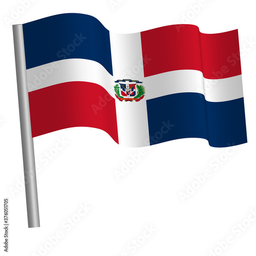 Flag dominican republic waving on a pole